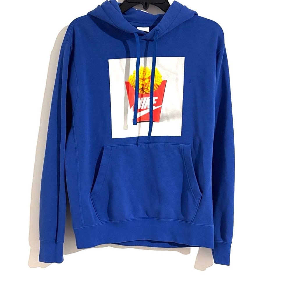 Nike Size S Royal Blue Fries Graphic Hoodie Sporty